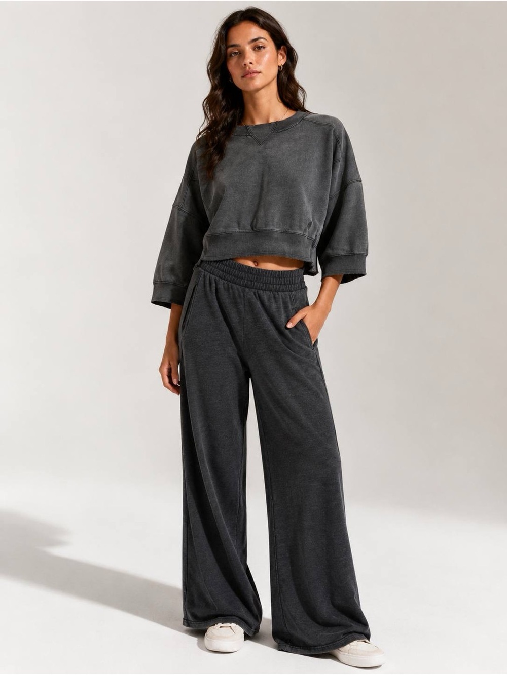 FP Movement Women's Cropped Sweatshirt Grey Crew Neck Size S/P